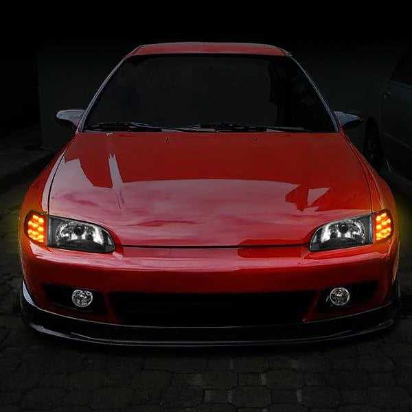 DNA Motoring, DNA Headlights Honda Civic EG Coupe/Hatch (92-95) w/ LED Turn Signal - Black or Chrome