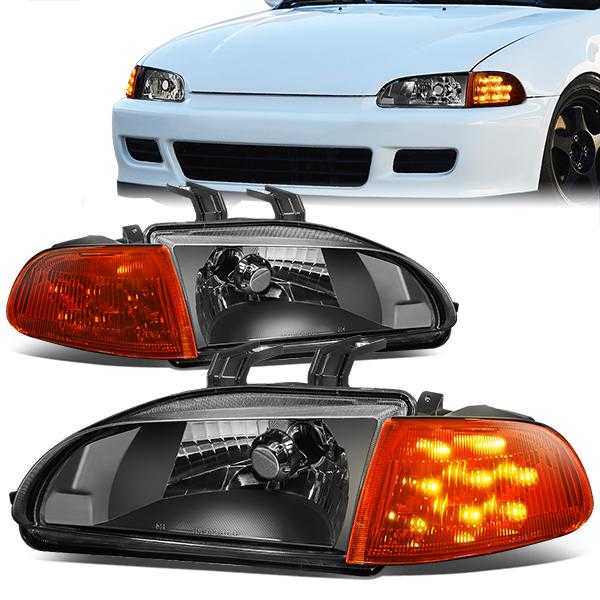 DNA Motoring, DNA Headlights Honda Civic EG Coupe/Hatch (92-95) w/ LED Turn Signal - Black or Chrome