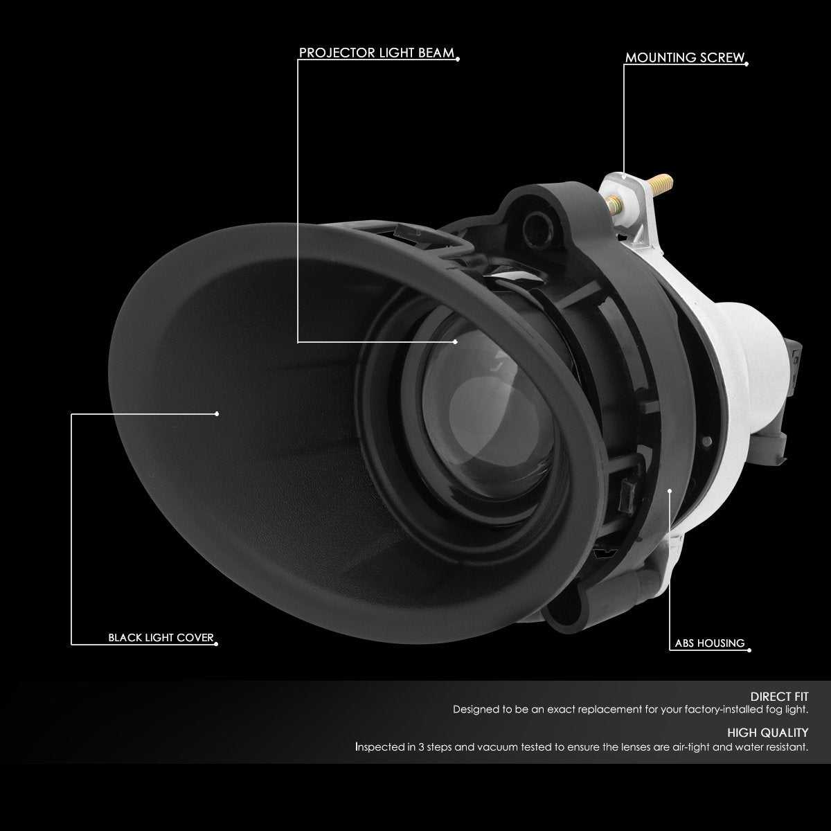 DNA Motoring, DNA Projector Fog Lights Chevy Camaro LS/LT 3.6L (14-15) w/ Switch & Wiring Harness - Clear Lens