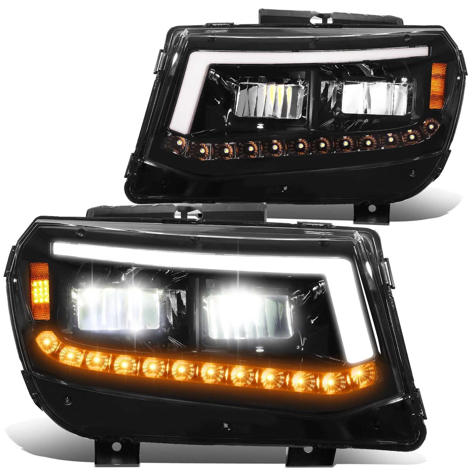 DNA Motoring, DNA Projector Headlights Chevy Camaro (2014-2015) w/ Sequential LED DRL - Black or Chrome