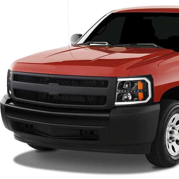 DNA Motoring, DNA Projector Headlights Chevy Silverado (07-14) w/ DRL + Sequential LED Turn Signal - Black or Chrome