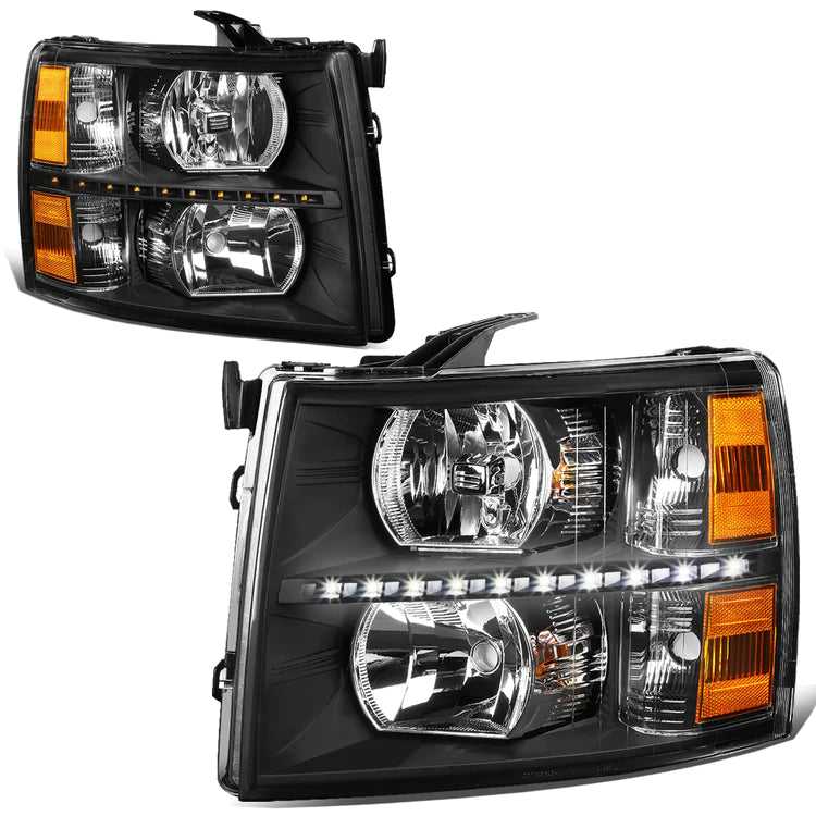 DNA Motoring, DNA Projector Headlights Chevy Silverado (07-14) w/ LED DRL - Black or Chrome