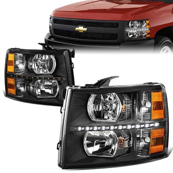 DNA Motoring, DNA Projector Headlights Chevy Silverado (07-14) w/ LED DRL - Black or Chrome