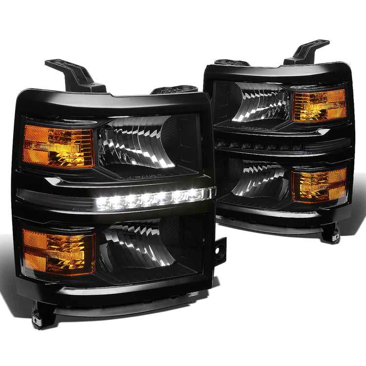 DNA Motoring, DNA Projector Headlights Chevy Silverado 1500 (14-15) w/ LED DRL - Black or Chrome