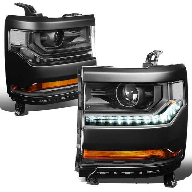 DNA Motoring, DNA Projector Headlights Chevy Silverado 1500 (16-19) Black w/ LED DRL