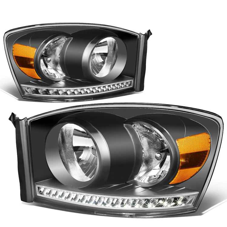 DNA Motoring, DNA Projector Headlights Dodge Ram (06-09) w/ LED DRL - Clear or Smoke