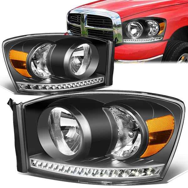 DNA Motoring, DNA Projector Headlights Dodge Ram (06-09) w/ LED DRL - Clear or Smoke