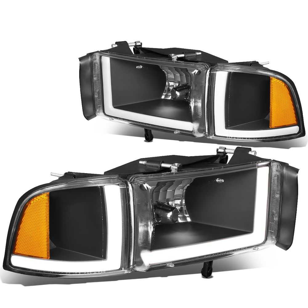 DNA Motoring, DNA Projector Headlights Dodge Ram (94-02) w/ LED Bar - Black or Chrome Housing