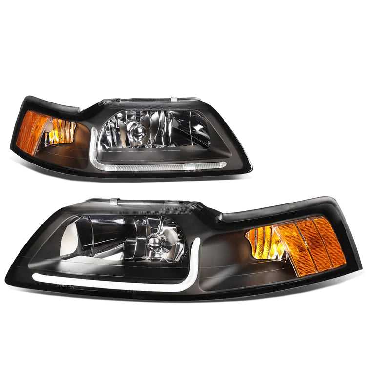 DNA Motoring, DNA Projector Headlights Ford Mustang SN95 (99-04) w/ LED DRL - Black or Chrome