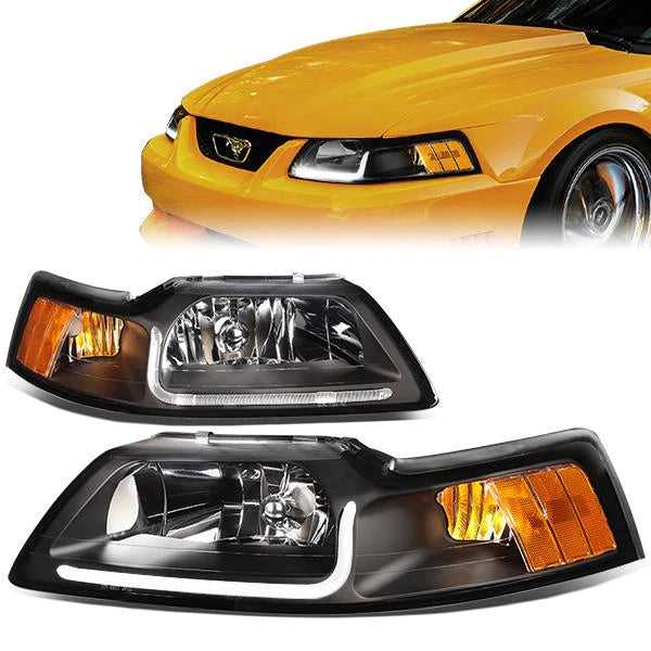 DNA Motoring, DNA Projector Headlights Ford Mustang SN95 (99-04) w/ LED DRL - Black or Chrome