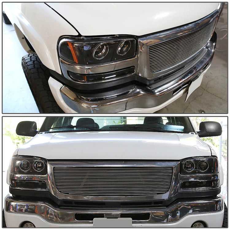 DNA Motoring, DNA Projector Headlights GMC Sierra (99-07) w/ LED Halo Ring - Black or Chrome