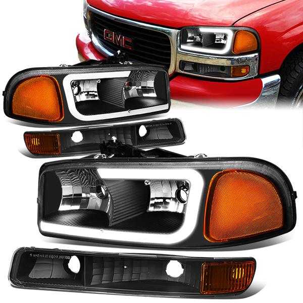 DNA Motoring, DNA Projector Headlights GMC Sierra Non-Denali Trim (99-07) LED Bar w/ Bumper Lights - Black or Chrome