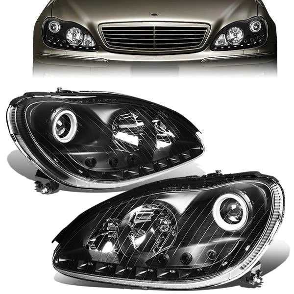 DNA Motoring, DNA Projector Headlights Mercedes S-Class W220 (00-06) w/ LED DRL - Black or Chrome