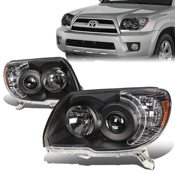 DNA Motoring, DNA Projector Headlights Toyota 4Runner (06-09) w/ Amber Corner - Black or Chrome Housing