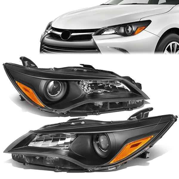 DNA Motoring, DNA Projector Headlights Toyota Camry (2015-2017) w/ Amber Corner - Black Housing