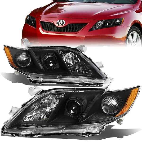 DNA Motoring, DNA Projector Headlights Toyota Camry CE LE SE XLE (07-09) w/ Amber Corner - Black or Chrome Housing