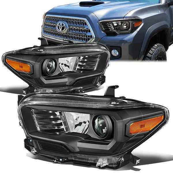 DNA Motoring, DNA Projector Headlights Toyota Tacoma (16-18) w/ Amber Corner - Black or Chrome Housing