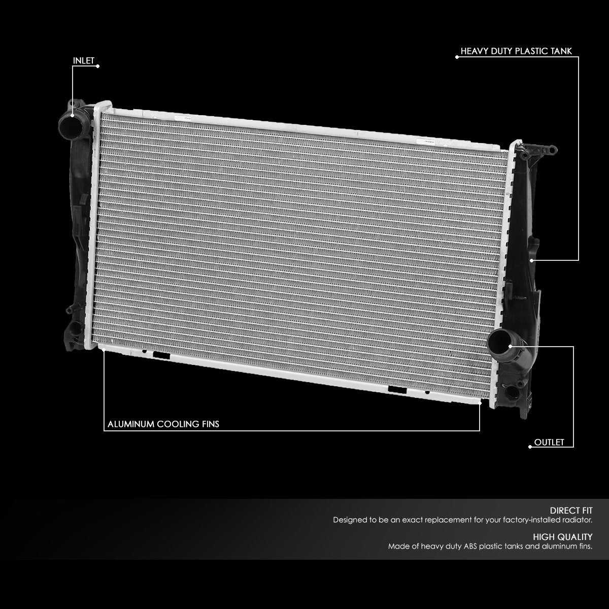 DNA Motoring, DNA Radiator BMW 3 Series 3.0L Turbo A/T (07-13) [DPI 2941] OEM Replacement w/ Aluminum Core