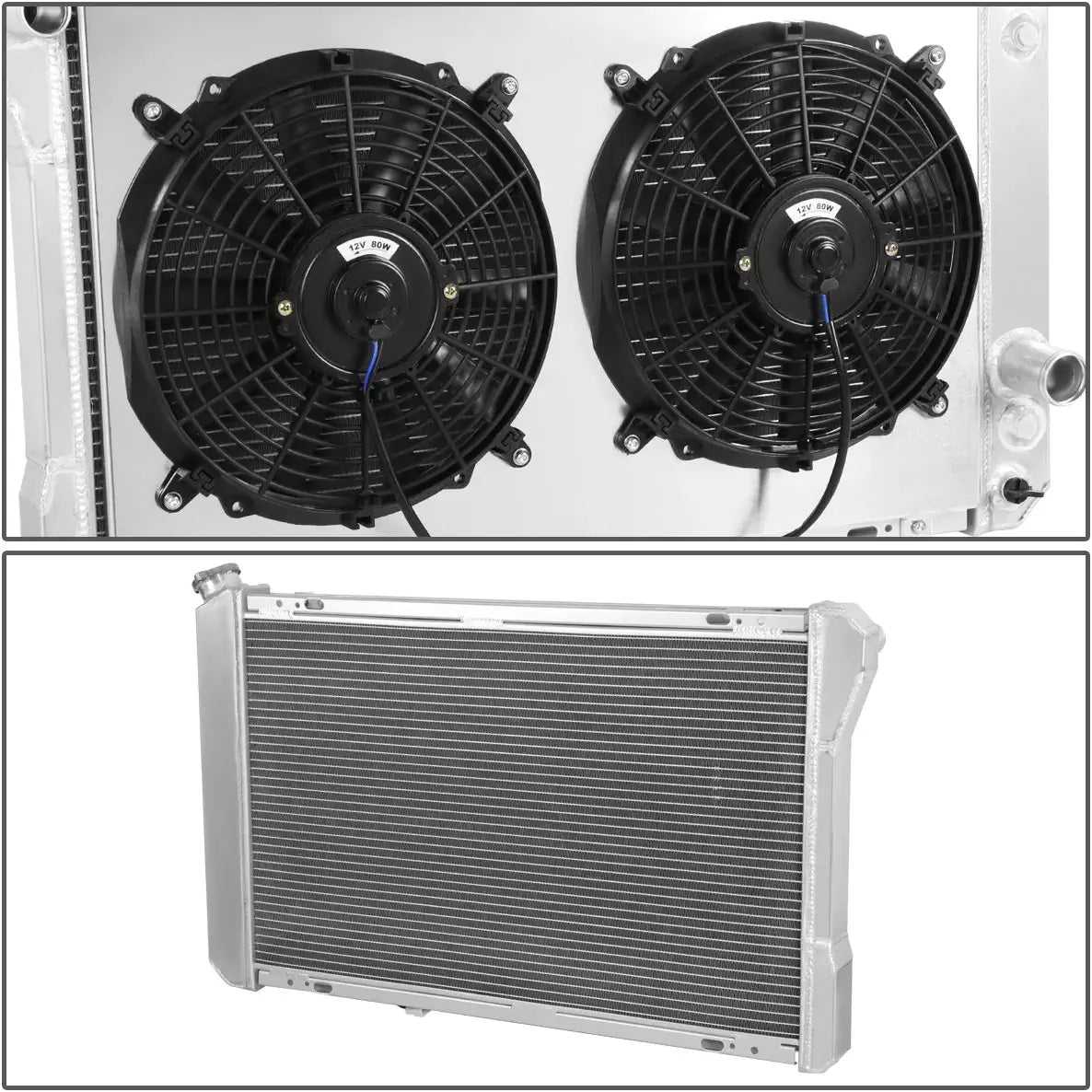 DNA Motoring, DNA Radiator Chevy Camaro M/T (82-92) [w/ 12V Fan Shroud] 3 Row Aluminum Performance Replacement