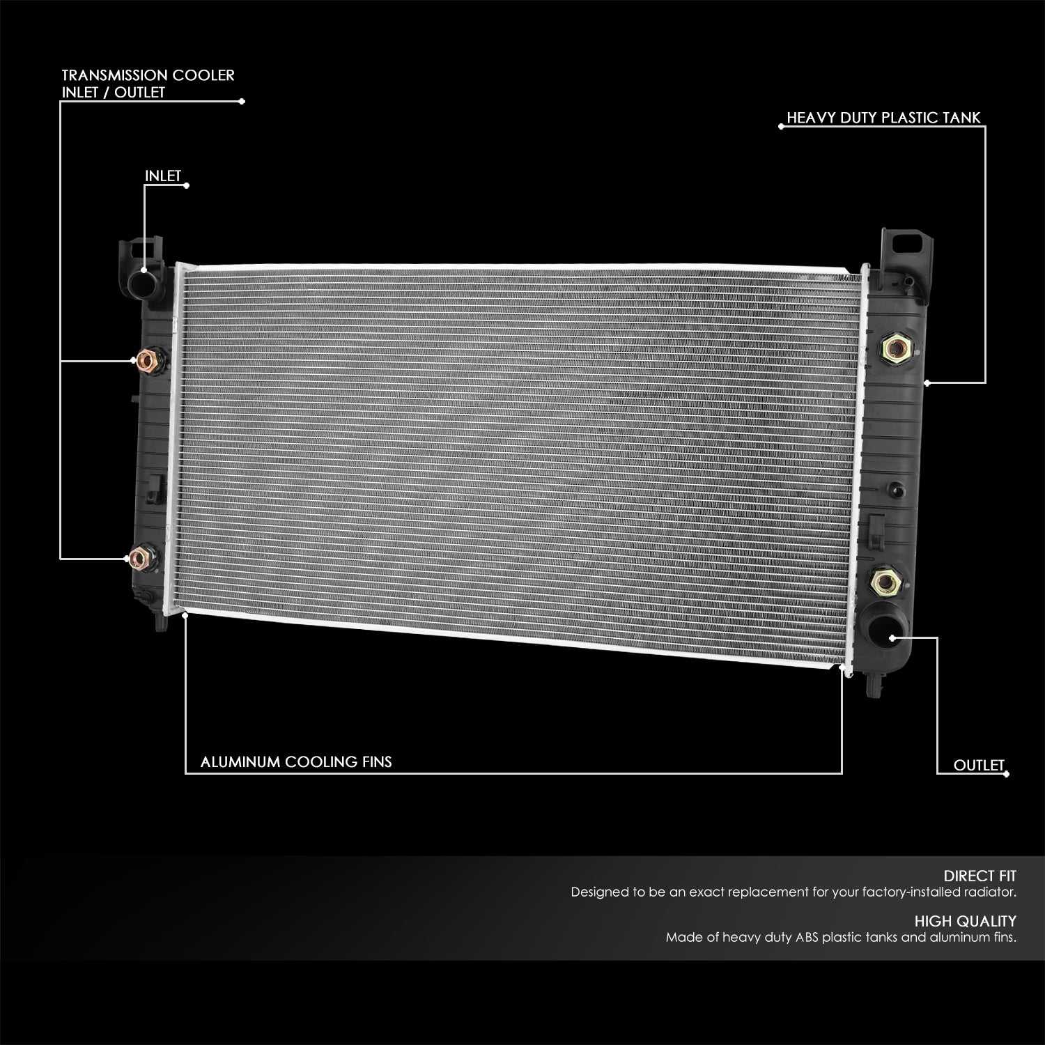 DNA Motoring, DNA Radiator Chevy Silverado 8.1L w/ Allison Trans. (03-07) [DPI 2947] OEM Replacement w/ Aluminum Core