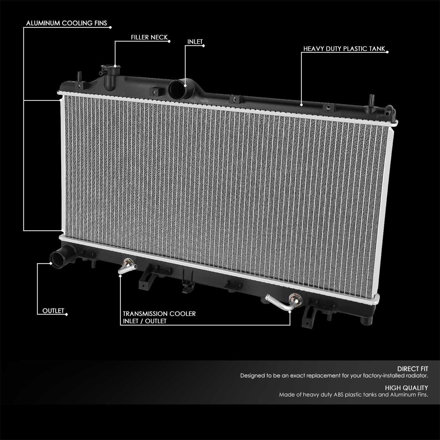 DNA Motoring, DNA Radiator Subaru WRX (2015) WRX STi (16-19) [DPI 13458] OEM Replacement w/ Aluminum Core