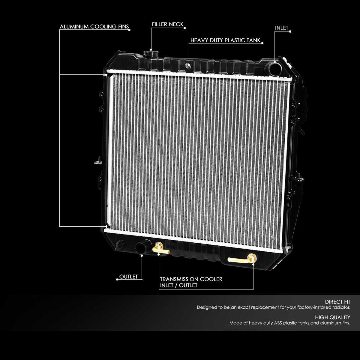 DNA Motoring, DNA Radiator Toyota Pickup (88-95) [DPI 1190] OEM Replacement w/ Aluminum Core