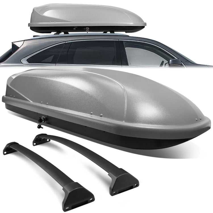 DNA Motoring, DNA Roof Cargo Boxes Acura MDX (2014-2018) w/ Aluminum Roof Rack Cross Bar - Grey