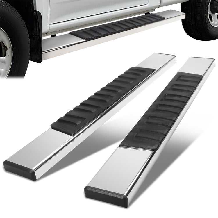 DNA Motoring, DNA Running Boards Chevy Silverado 1500 2-Dr Standard Cab (2007-2019) 6.75" Flat Side Step Bar