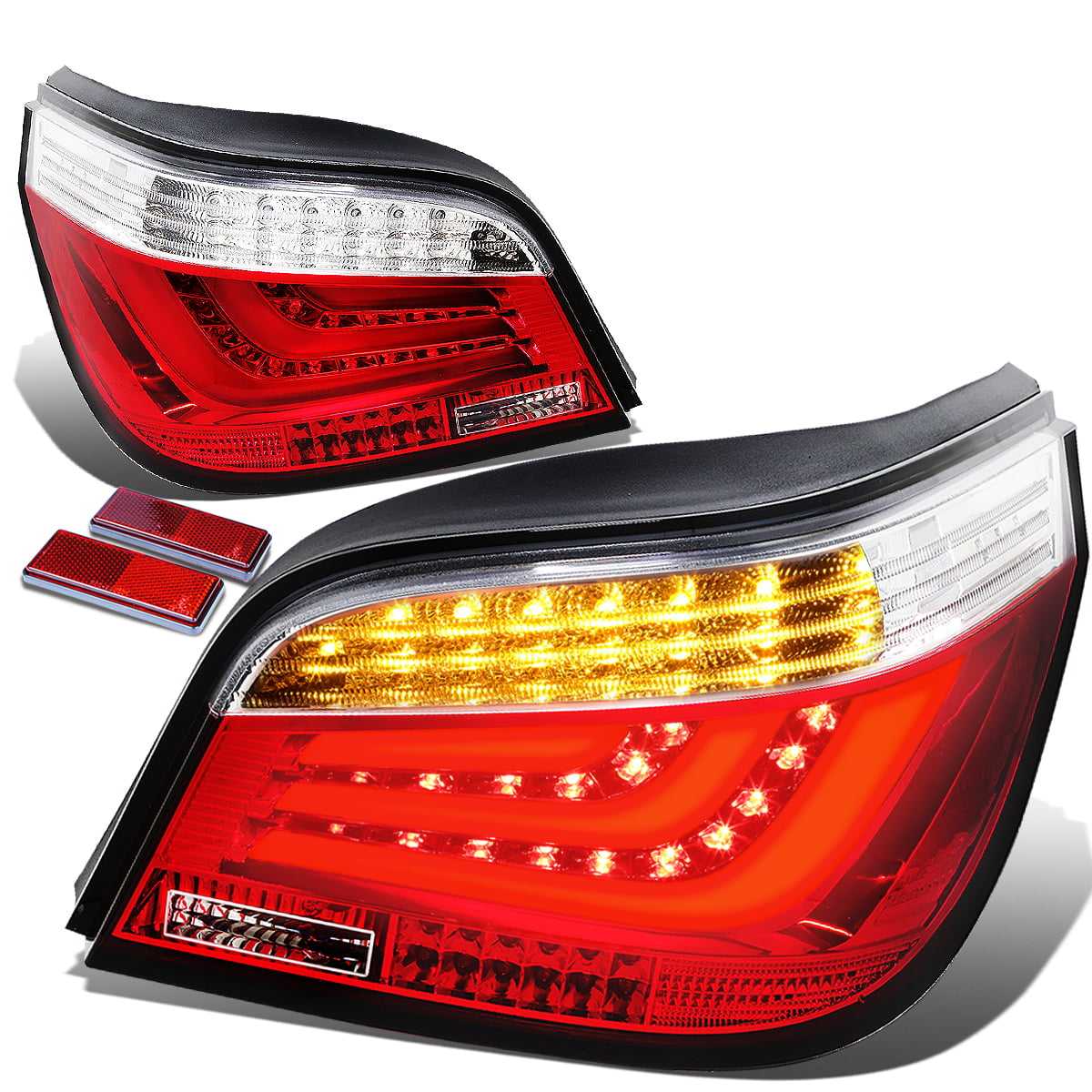 DNA Motoring, DNA Tail Lights BMW 4-Door Sedan 5-Series (2004-2007) M5 (2006-2007) Red LED w/Clear Lens