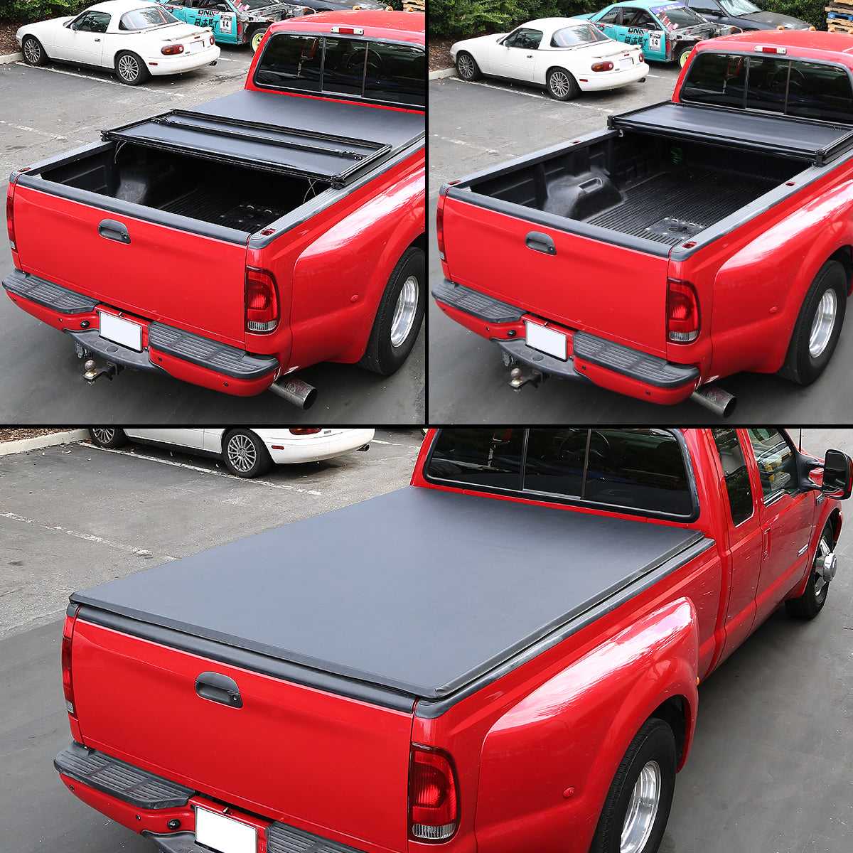 DNA Motoring, DNA Tonneau Cover Chevy Silverado 1500 (2004-2013) Classic (2007) 5'8" Bed Black - Soft Tri-Fold / Roll-Up