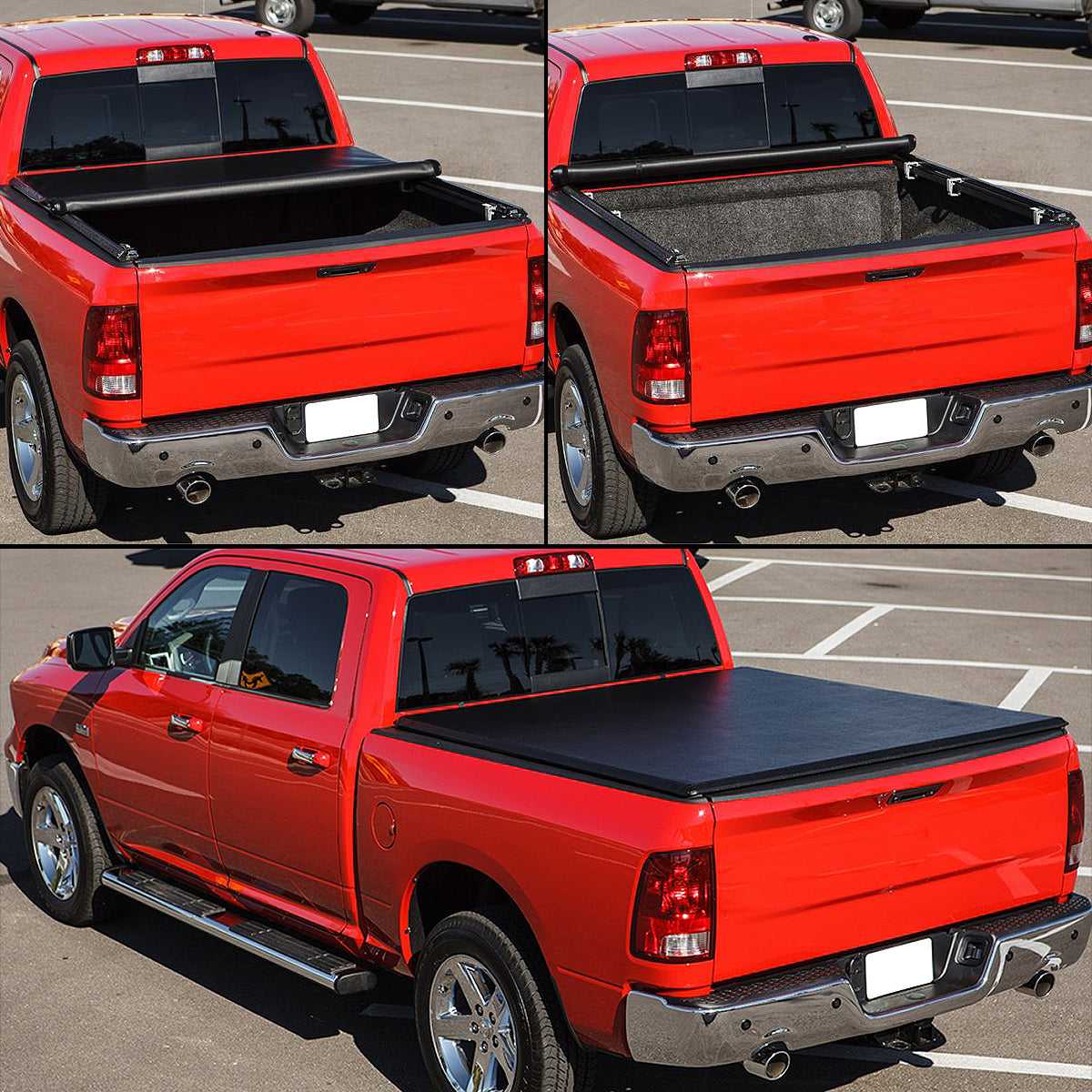 DNA Motoring, DNA Tonneau Cover Chevy Silverado 1500 (2014-2018) 2500/3500 HD (2015-2018) 8' Bed Soft Roll-up Adjustable - Black