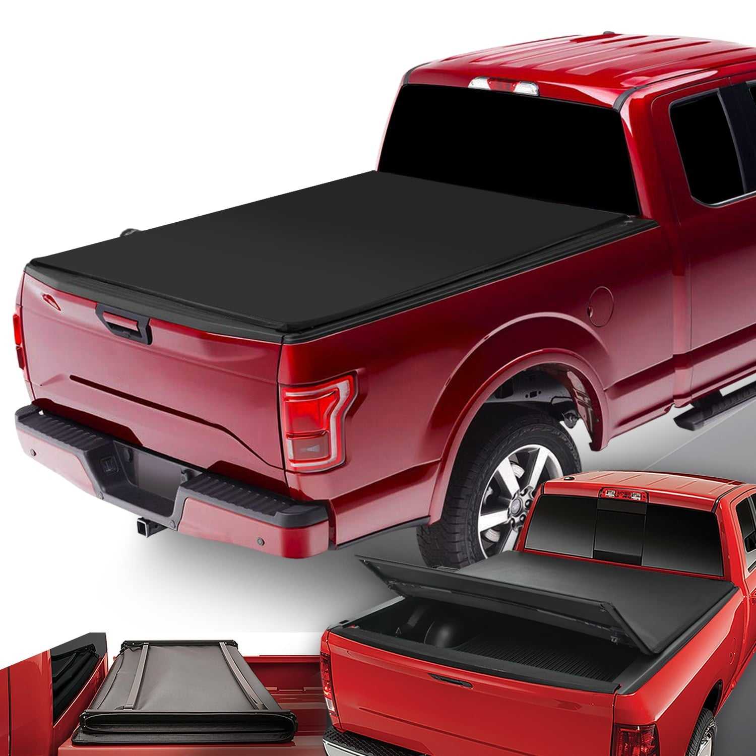 DNA Motoring, DNA Tonneau Cover Dodge Ram 1500 (2002-2018) Classic (2019-2023) 6.5' Bed Soft Tri-Fold Adjustable - Black