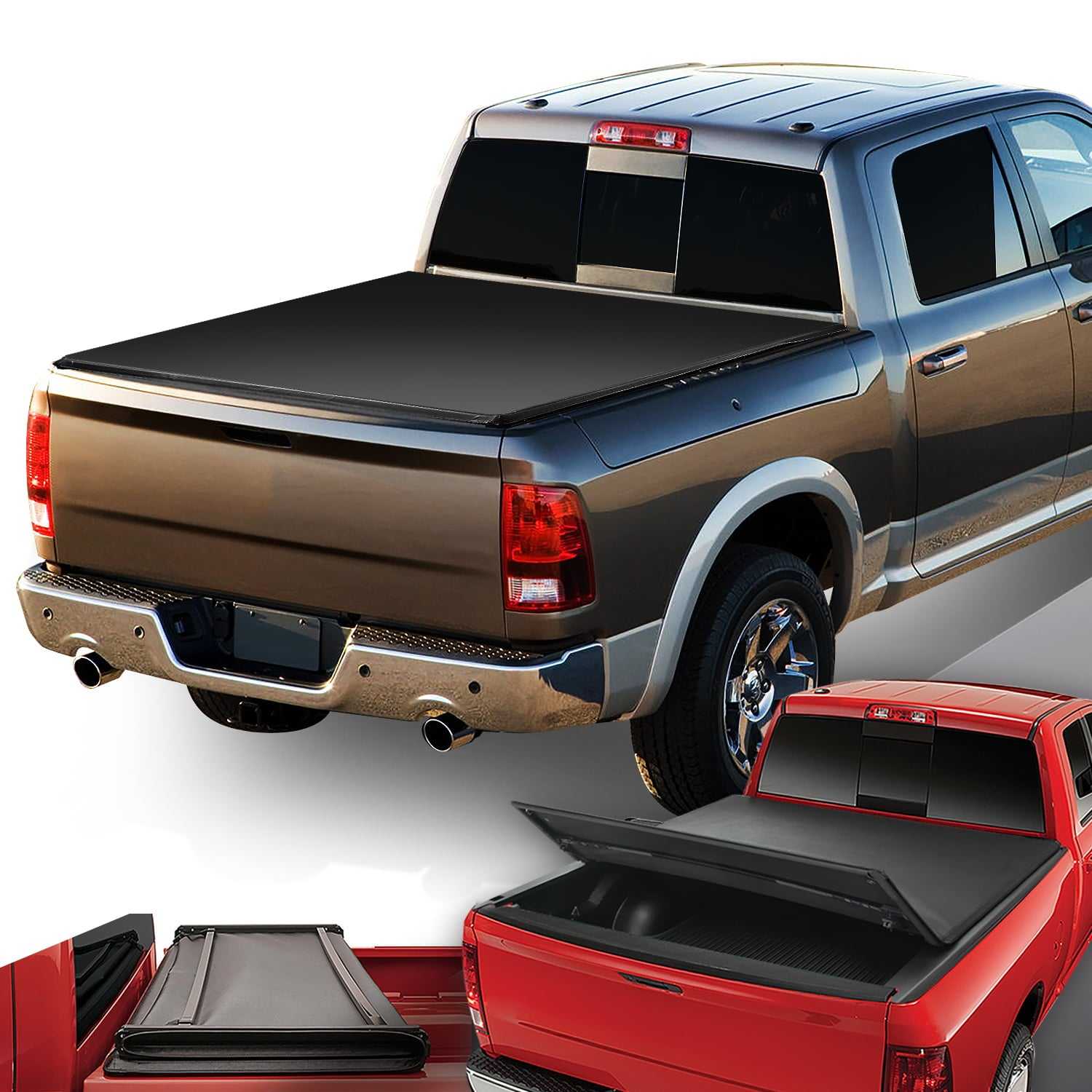 DNA Motoring, DNA Tonneau Cover Dodge Ram 1500 (2009-2018) Classic (2019-2019) 6.5' Bed Soft Tri-Fold Adjustable - Black