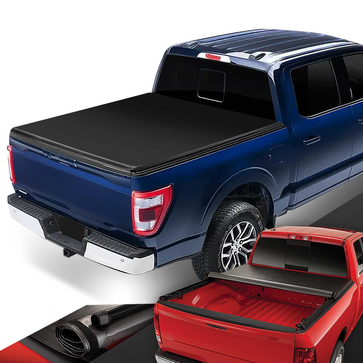 DNA Motoring, DNA Tonneau Cover Ford F150 (2004-2014) 8' Long Bed Vinyl Soft Roll -Up