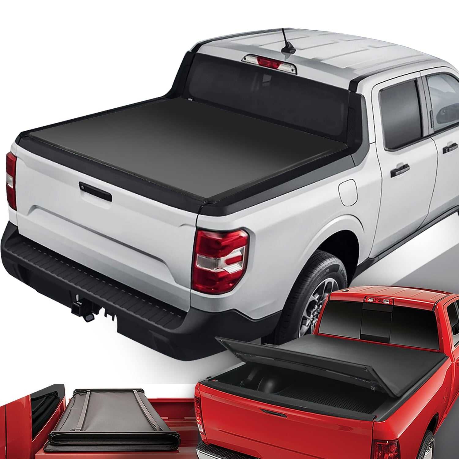 DNA Motoring, DNA Tonneau Cover Ford Maverick (2022-2022) Soft Vinyl Tri-Fold - 4.5 Ft Bed