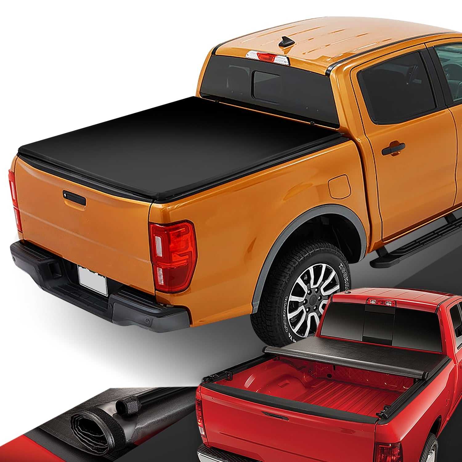 DNA Motoring, DNA Tonneau Cover Ford Ranger (2019-2023) 5' Bed Vinyl Soft - Roll -Up / Tri-Fold