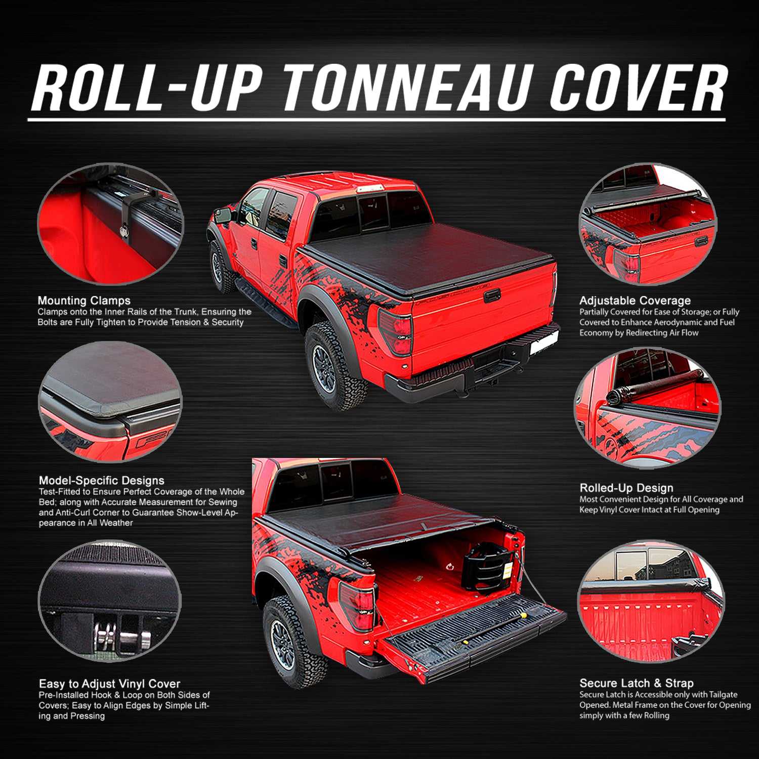 DNA Motoring, DNA Tonneau Cover Ford Ranger (2019-2023) 6' Bed Vinyl Soft - Roll -Up / Tri-Fold