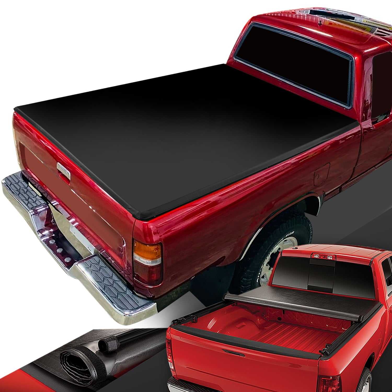 DNA Motoring, DNA Tonneau Cover Toyota Pickup (1989-1994) Tacoma (1995-2004) 6' Bed Soft Roll-Up - Black