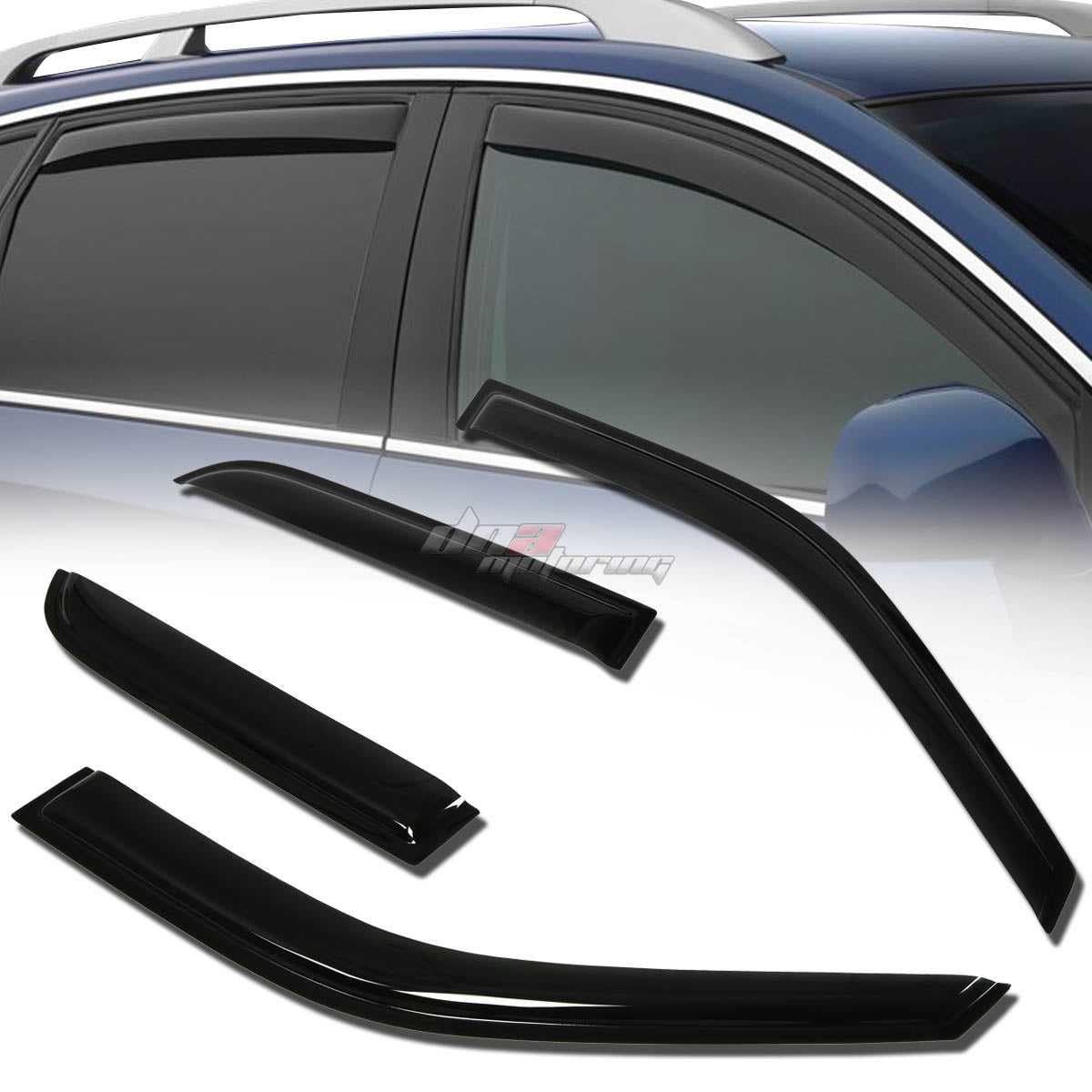 DNA Motoring, DNA Window Visors Honda CRV (2002-2006) Tape-On - Dark Smoke