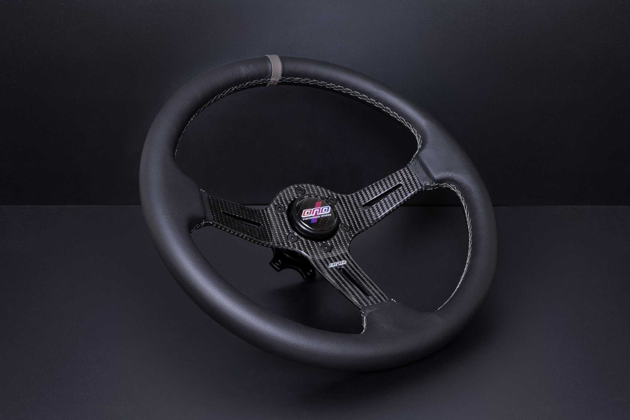 DND Performance Interior, DND Carbon Fiber Leather Steering Wheel (60mm Deep, 350mm) 6 Bolt