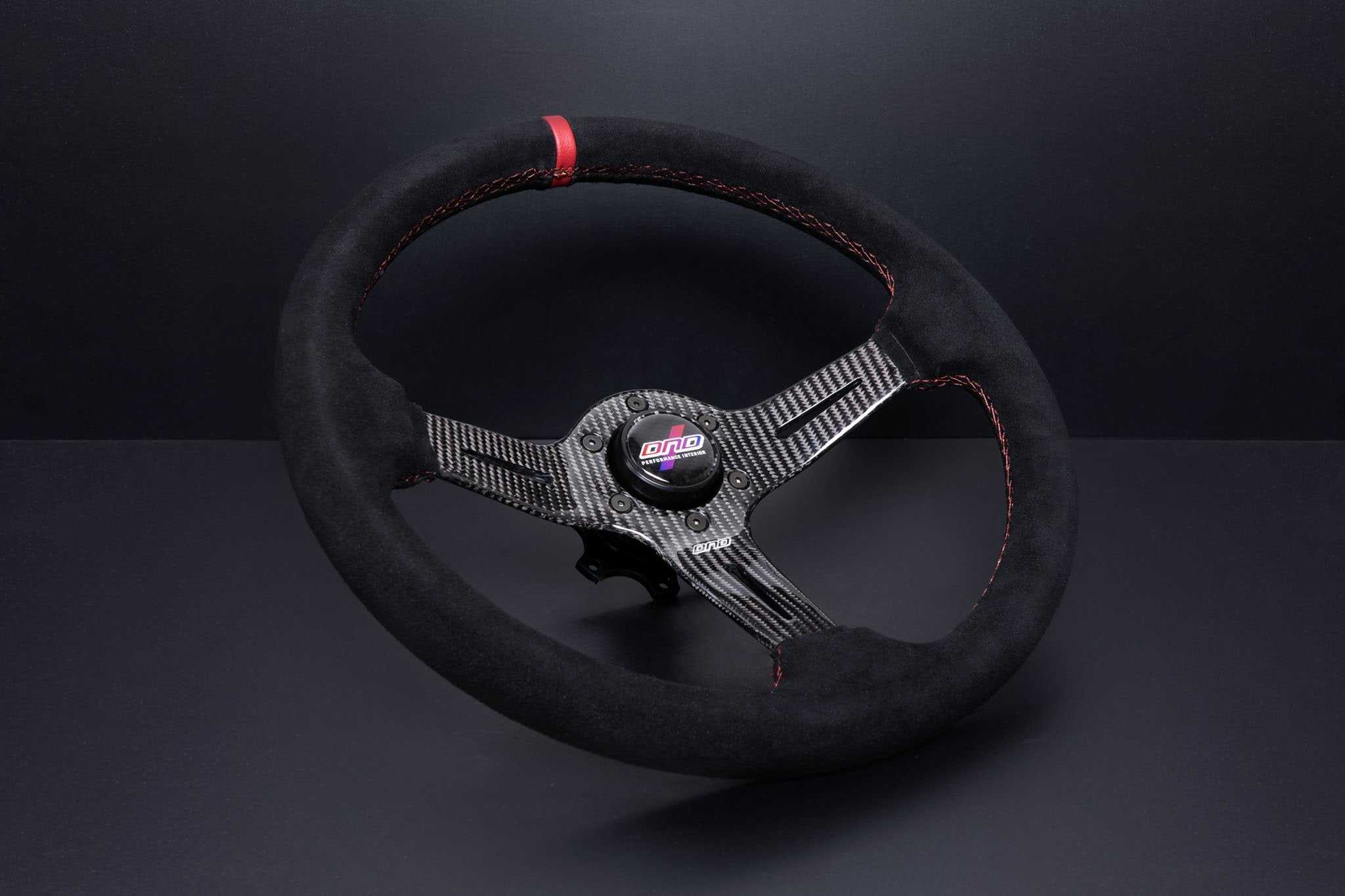 DND Performance Interior, DND Carbon Fiber Suede Steering Wheel (60mm Deep, 350mm) 6 Bolt