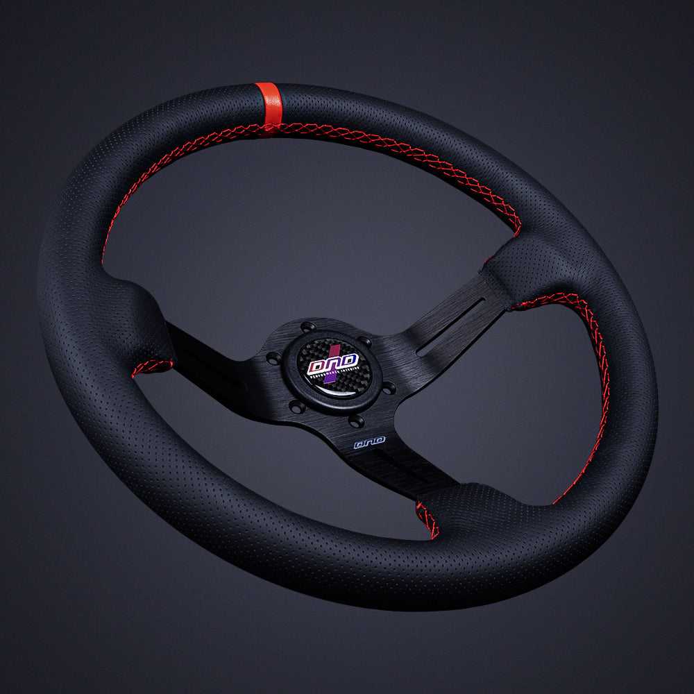 DND Performance Interior, DND Full Color Alcantara Race Steering Wheel (75mm Deep, 350mm) 6 Bolt - Perforated Leather