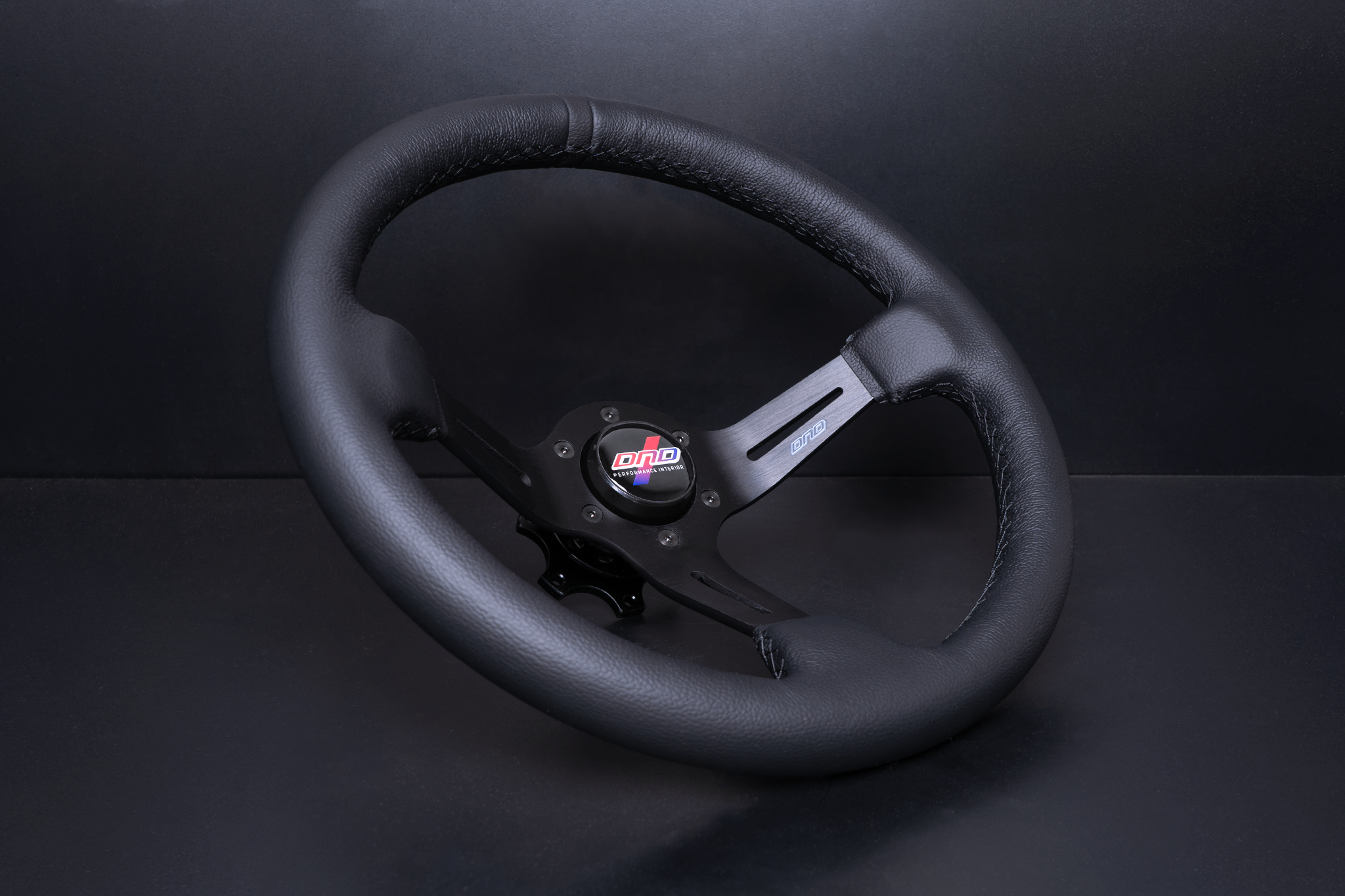 DND Performance Interior, DND Leather Race Steering Wheel (75mm Deep, 350mm, 6 bolt) Various Colors