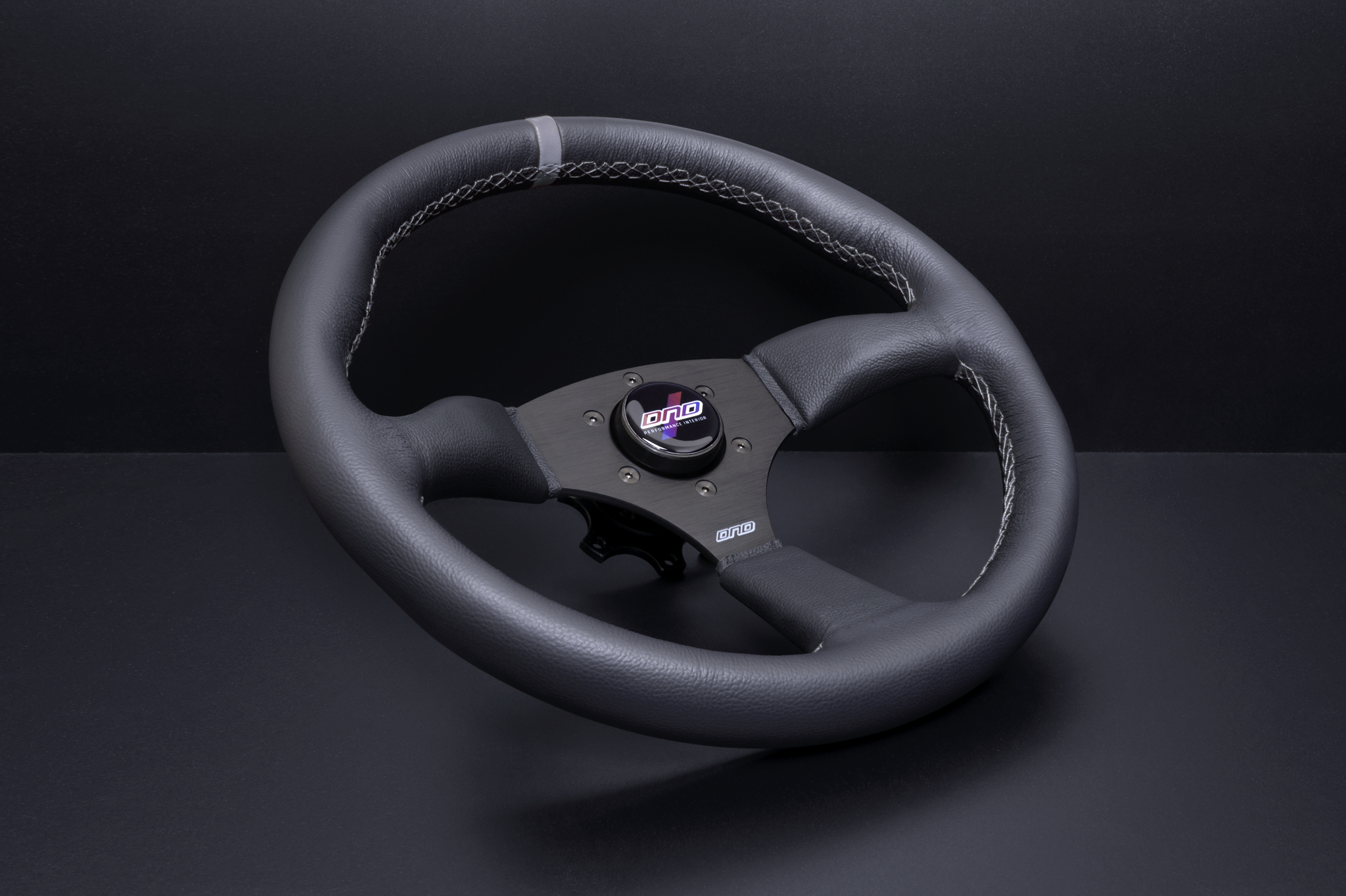 DND Performance Interior, DND Leather Touring Steering Wheel (50mm Deep, 350mm) 6 Bolt - Red / Gray / Purple