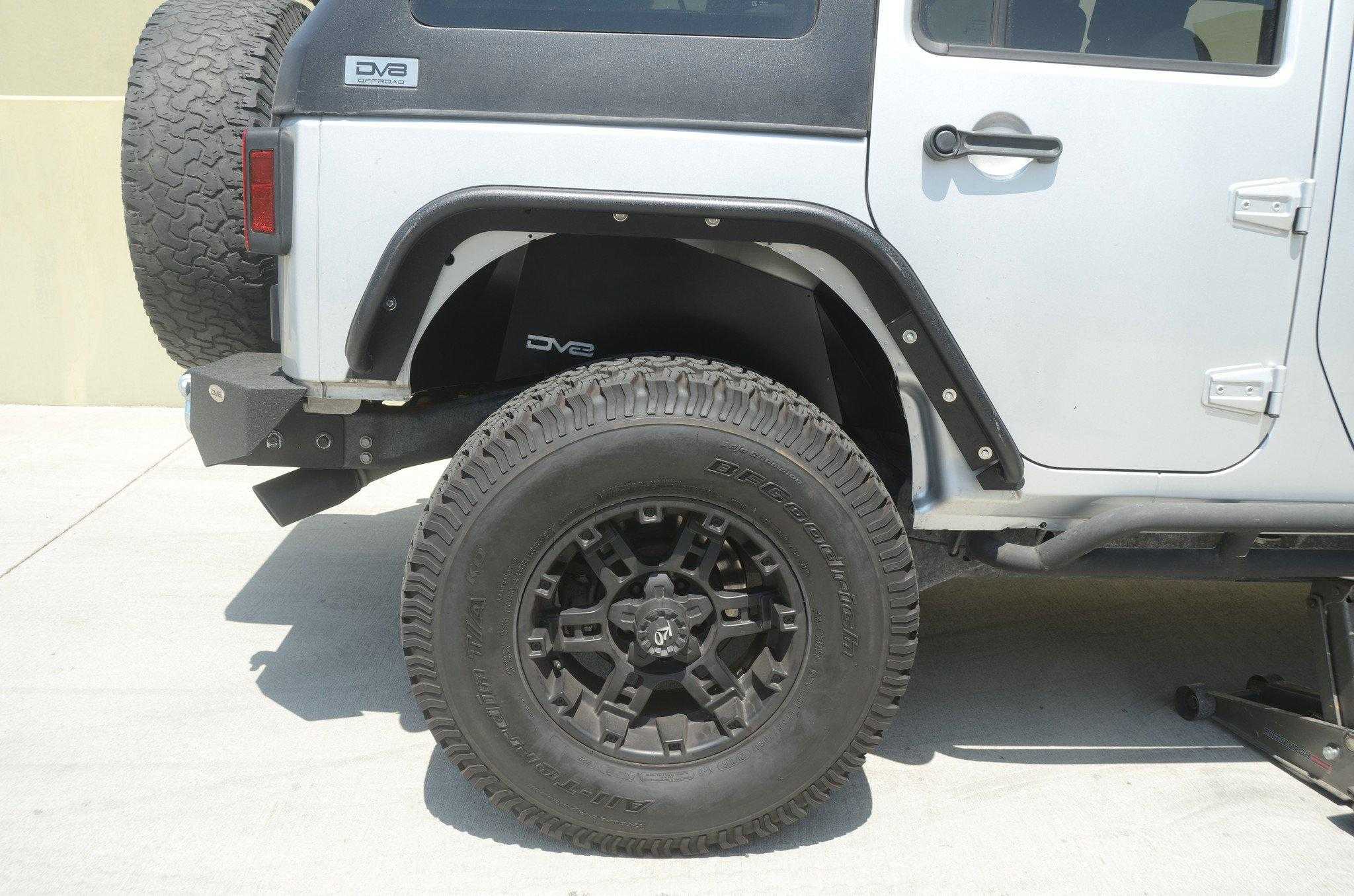 DV8 Off Road, DV8 Off Road Inner Fenders Jeep Wrangler JK (2007-2018) Rear - Black / Raw Finsh