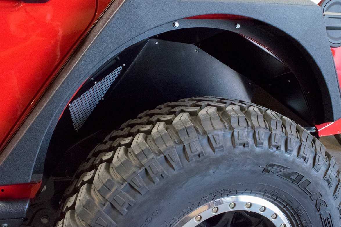 DV8 Off Road, DV8 Off Road Inner Fenders Jeep Wrangler JL (2018-2021) Rear w/out Logo - Black / Raw Finish