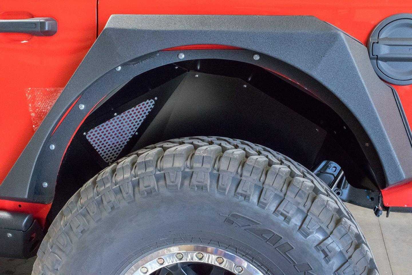 DV8 Off Road, DV8 Off Road Inner Fenders Jeep Wrangler JL (2018-2021) Rear w/out Logo - Black / Raw Finish