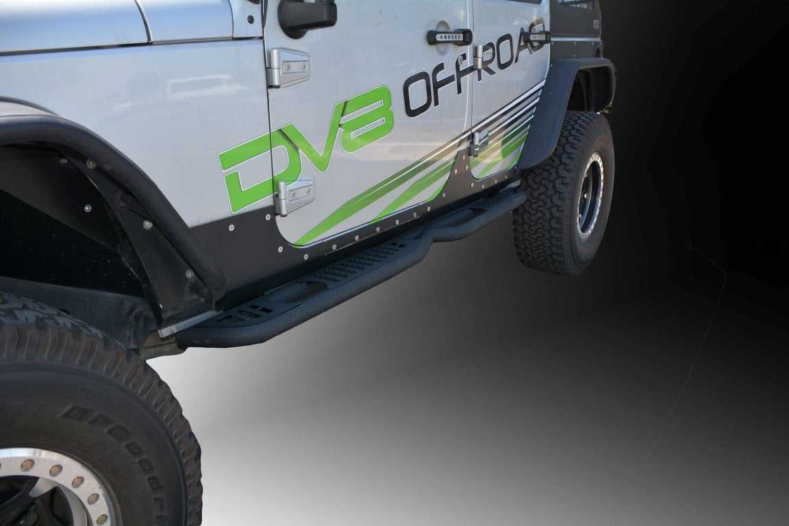 DV8 Off Road, DV8 Off Road Rock Sliders Jeep Wrangler JK 4 Door (2007-2018) with Step / Tubular Style / with Rock Skins