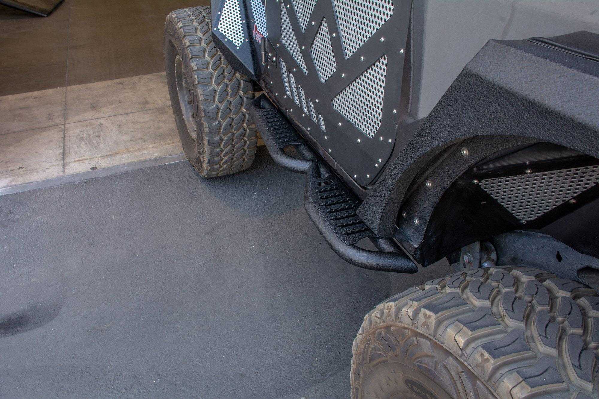 DV8 Off Road, DV8 Off Road Rock Sliders Jeep Wrangler JL 2 Door (2018-2021) with Step / Bedside / Tubular Plated / with Rock Skin